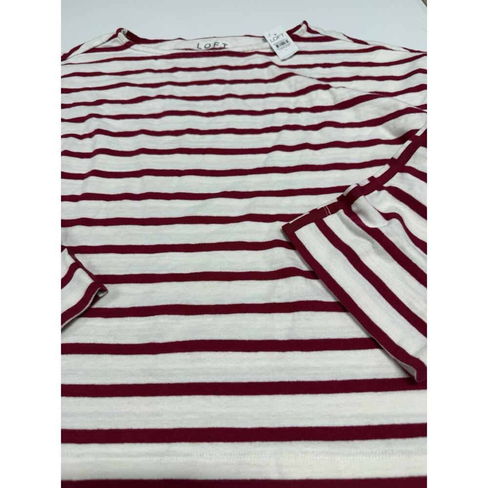 Ann Taylor Loft Long Sleeve Top Striped Cotton Heavyweight Sz Large